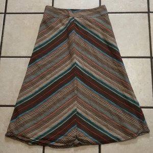 Long Chevron Striped Skirt Lined